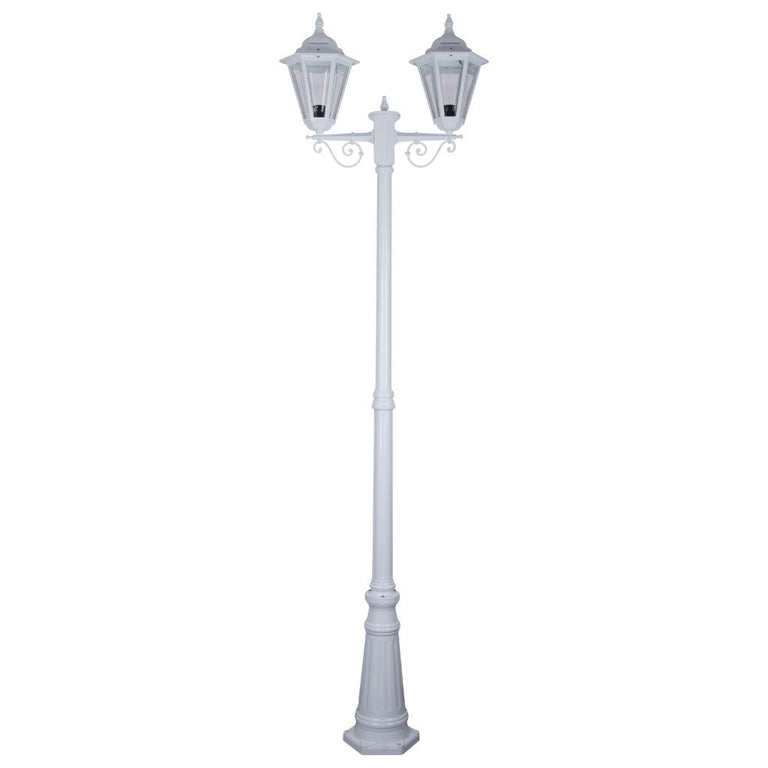 Turin Twin Head Tall Post Light White - 15469