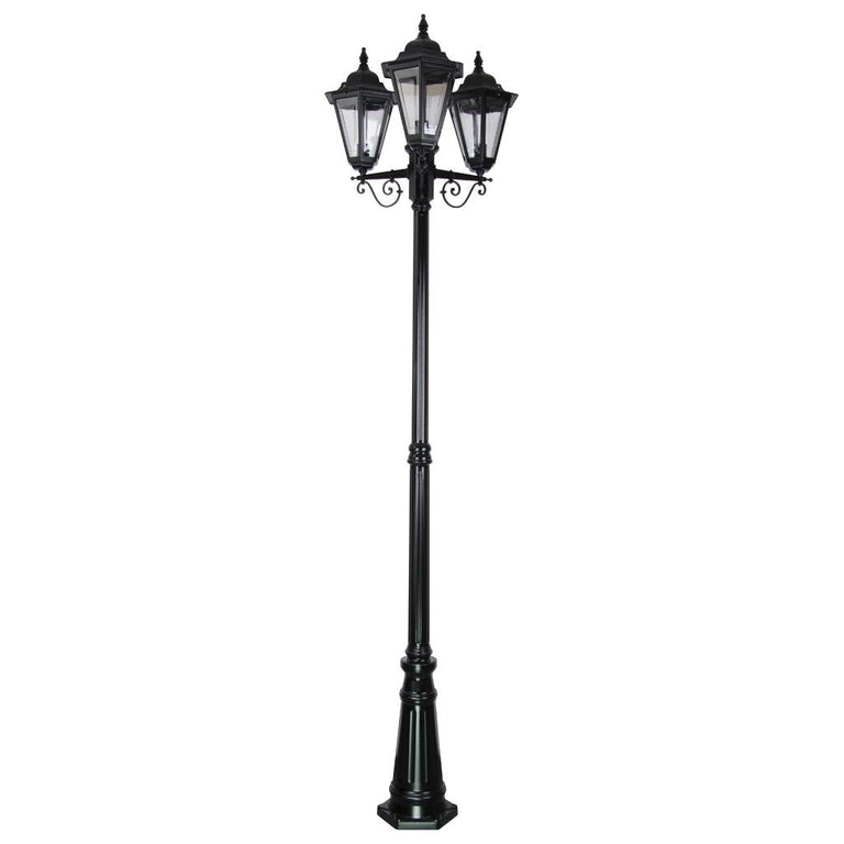 Turin Triple Head Tall Post Light Black - 15471
