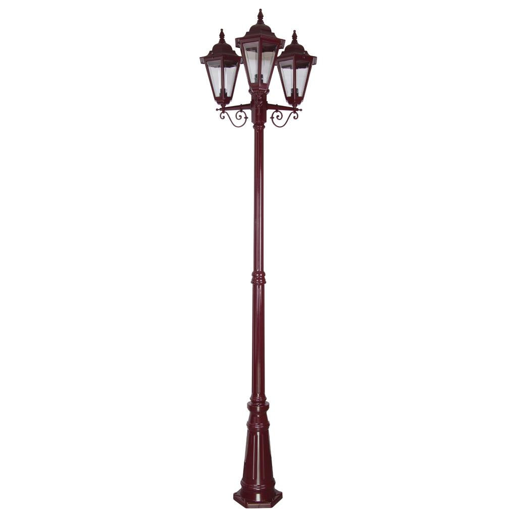 Turin Triple Head Tall Post Light Burgundy - 15472