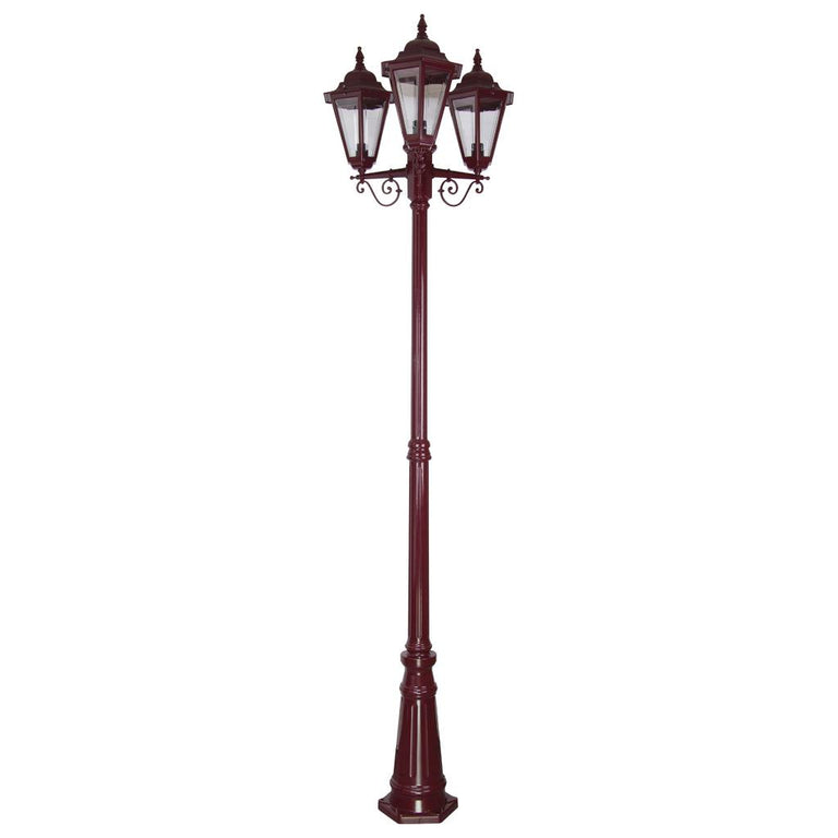 Turin Triple Head Tall Post Light Burgundy - 15472