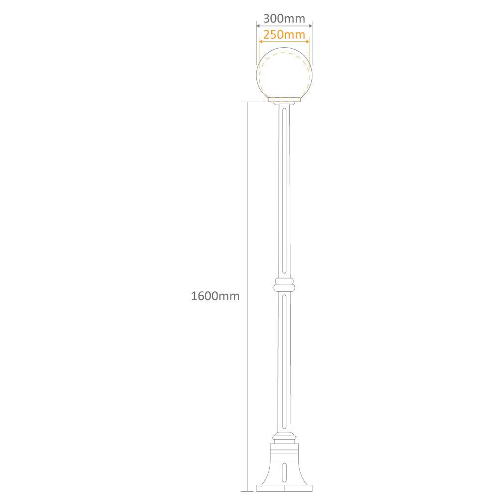 Siena 25cm Sphere Medium Post Light Burgundy - 15592