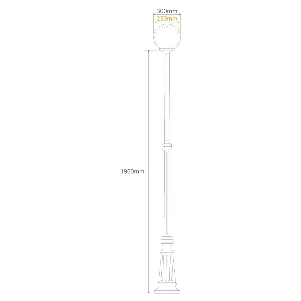 Siena 30cm Sphere Tall Post Light Beige - 15608