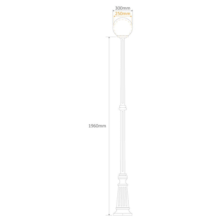 Siena 30cm Sphere Tall Post Light Green - 15611