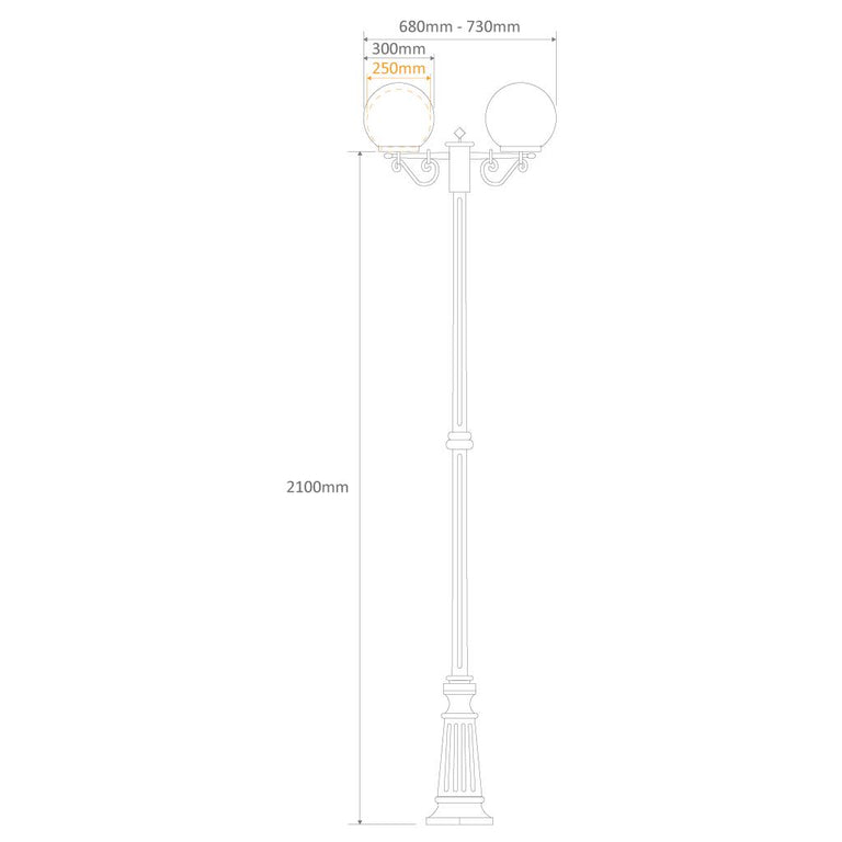 Siena Twin 30cm Spheres Tall Post Light Beige - 15620