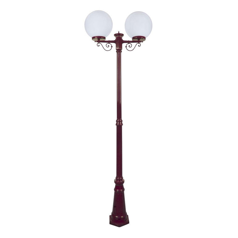 Siena Twin 30cm Spheres Tall Post Light Burgundy - 15622