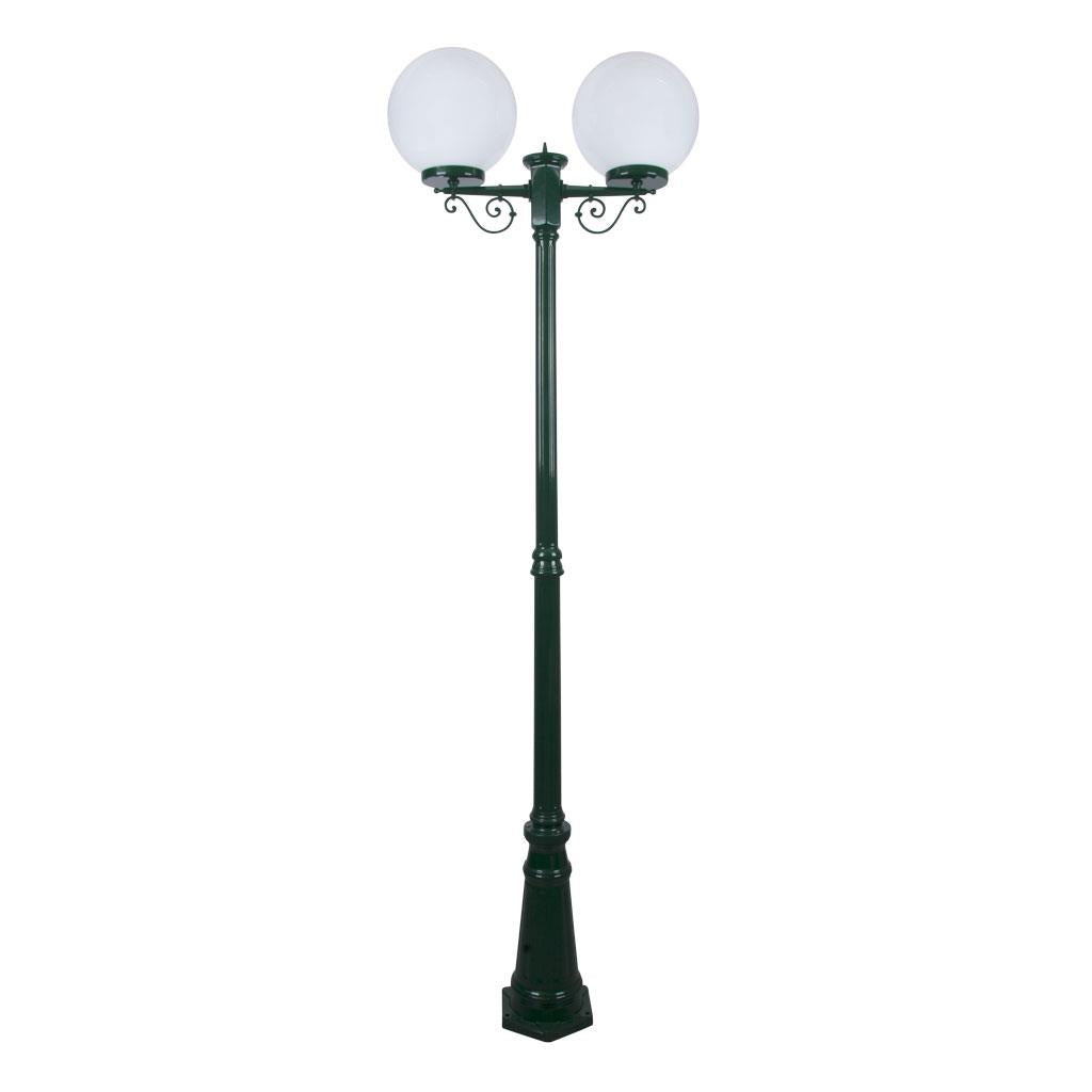 Siena Twin 30cm Spheres Tall Post Light Green - 15623