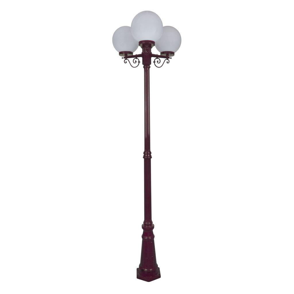 Siena Triple 25cm Spheres Tall Post Light Burgundy - 15628