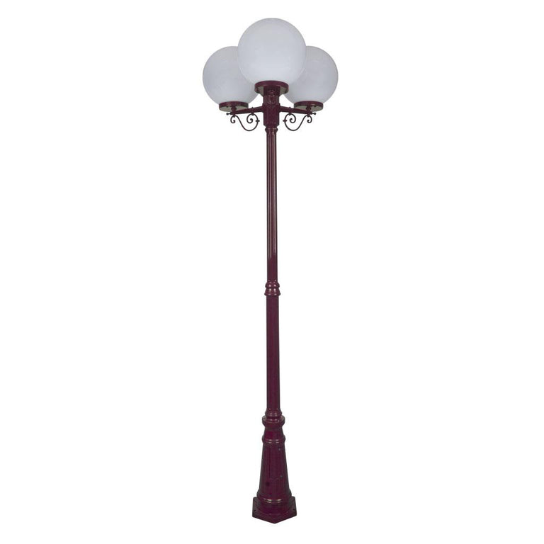 Siena Triple 30cm Spheres Tall Post Light Burgundy - 15634