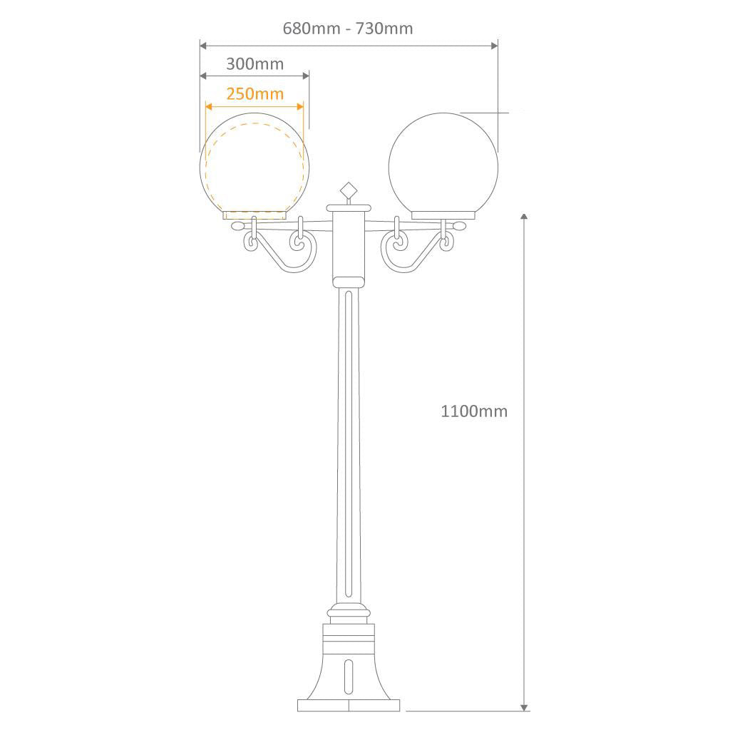 Siena Twin 25cm Spheres Short Post Light Beige - 15638
