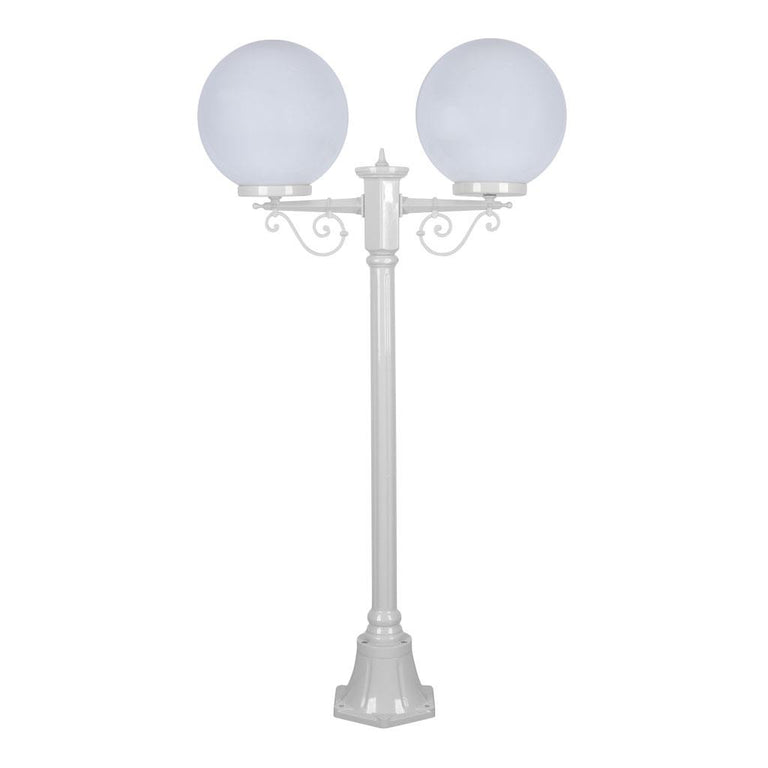 Siena Twin 30cm Spheres Short Post Light White - 15649
