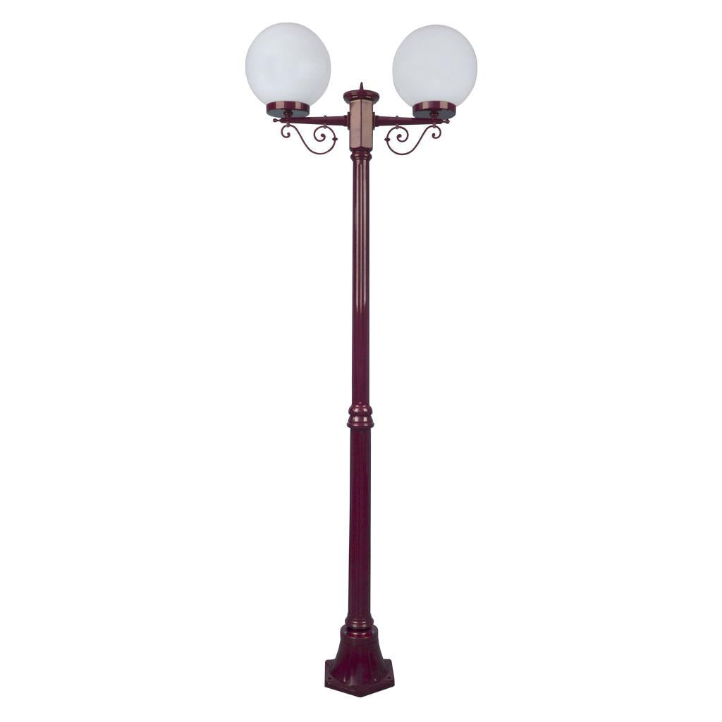 Siena Twin 30cm Spheres Medium Post Light Burgundy - 15658