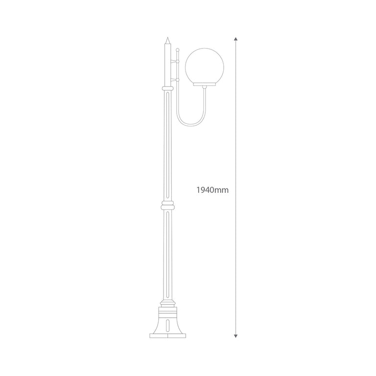 Lisbon 25cm Sphere Curved Arm Medium Post Light Beige - 15698