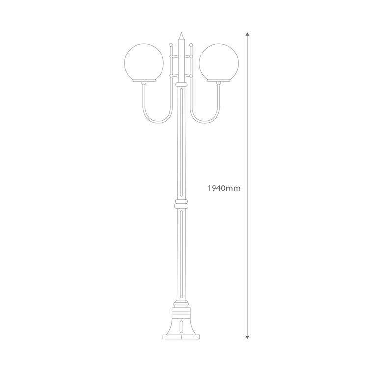 Lisbon Twin 30cm Sphere Curved Arms Medium Post Light White - 15721