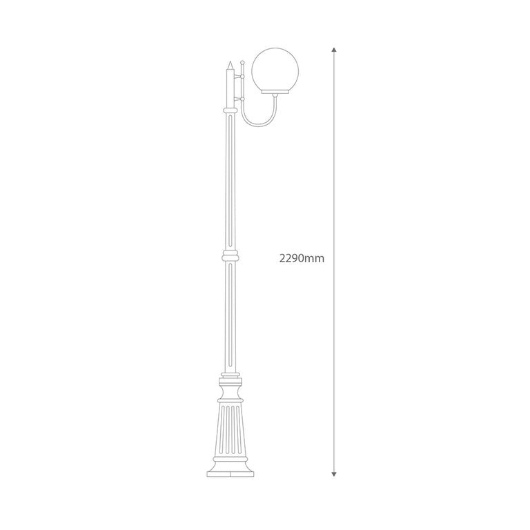 Lisbon 30cm Sphere Curved Arm Tall Post Light Burgundy - 15730