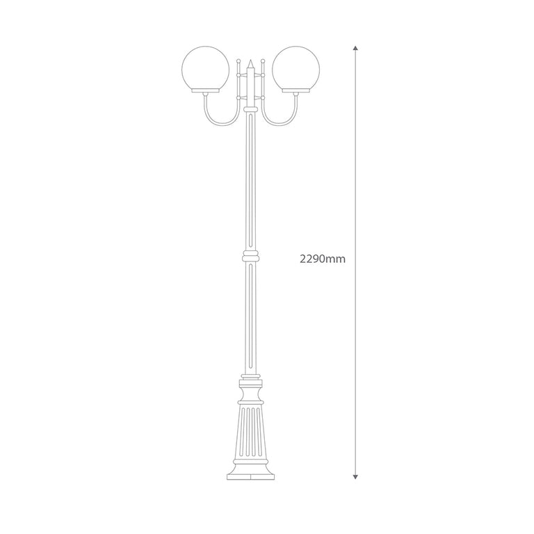 Lisbon Twin 25cm Sphere Curved Arms Tall Post Light Beige - 15734