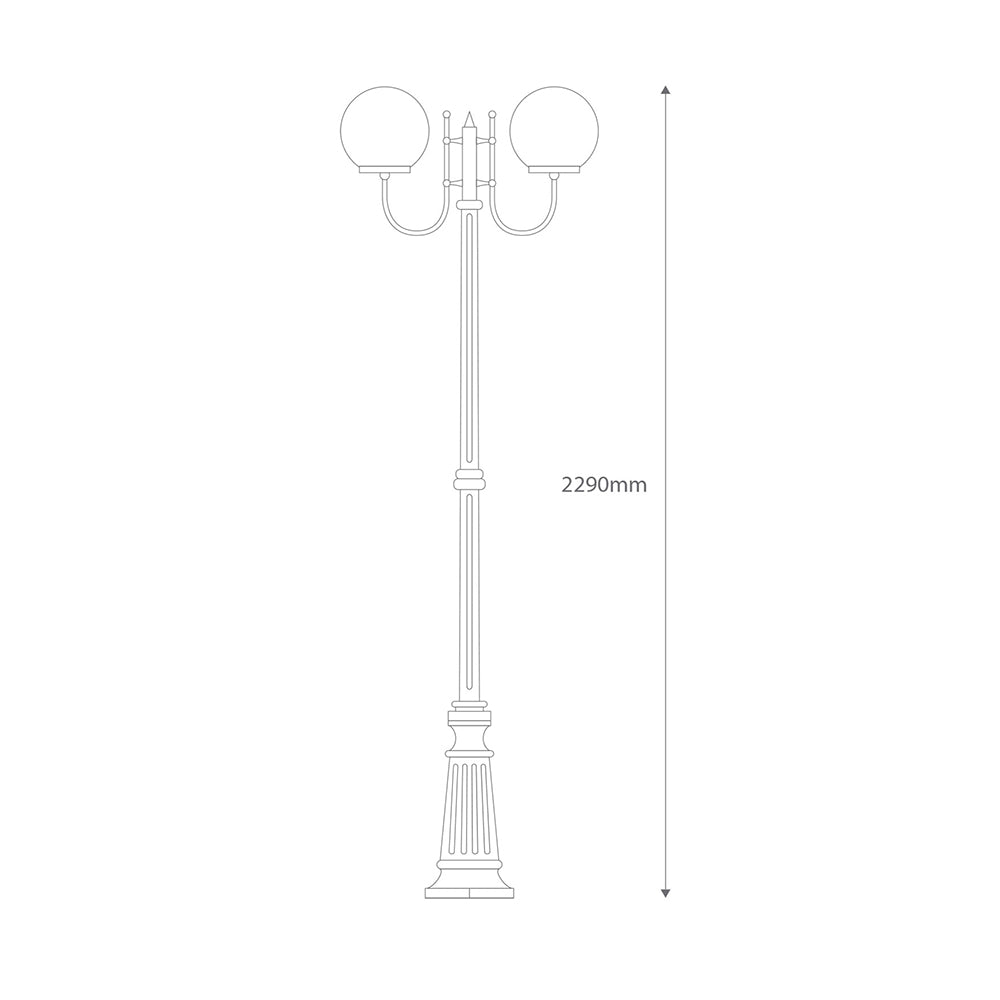 Lisbon Twin 25cm Sphere Curved Arms Tall Post Light Burgundy - 15736
