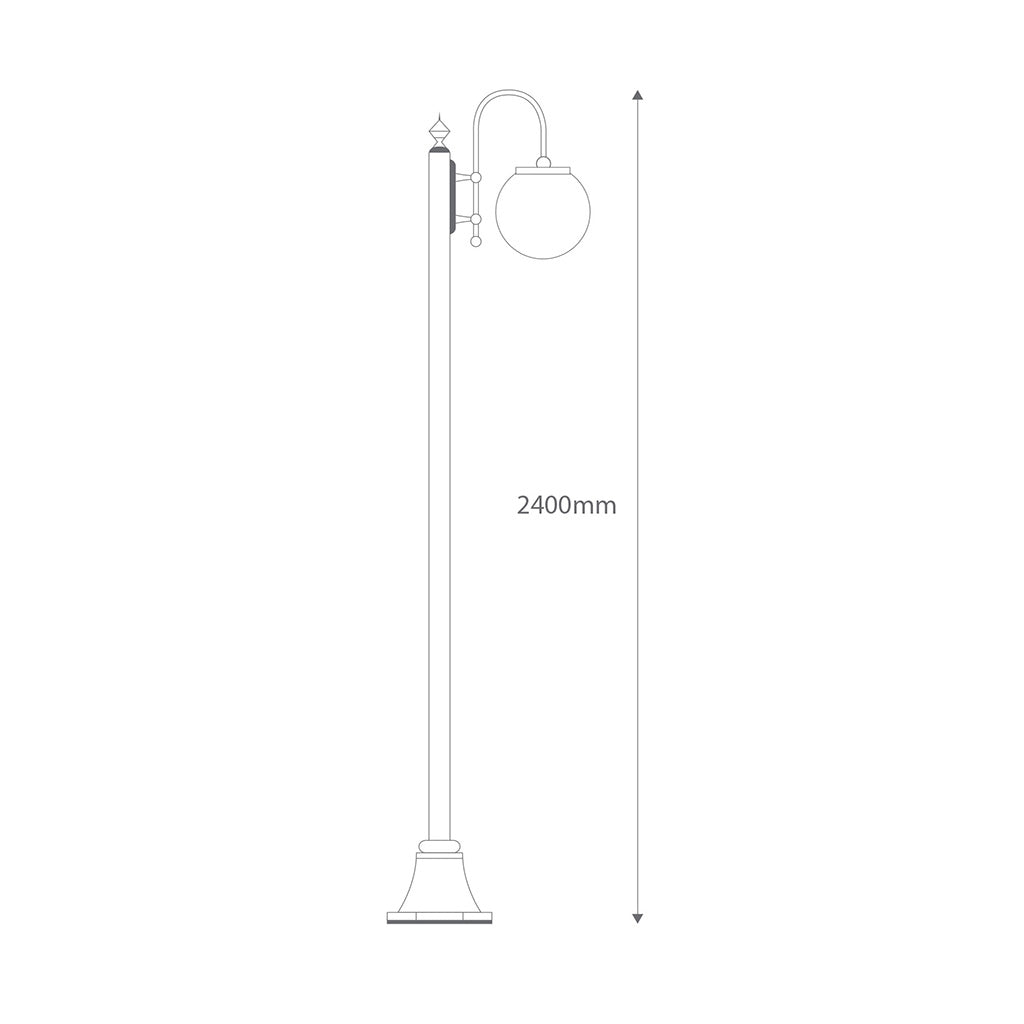 Lisbon Single Sphere Curved Arm Plain Post Light Beige - 15782