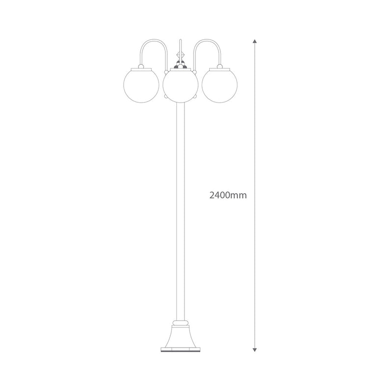 Lisbon Triple Sphere Curved Arms Plain Post Light Beige - 15794