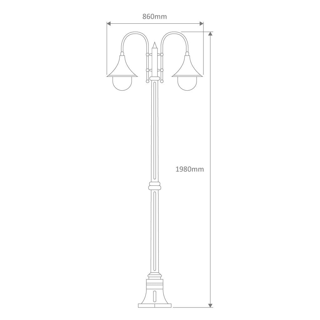 Monaco Twin Head Medium Post Light White - 15841