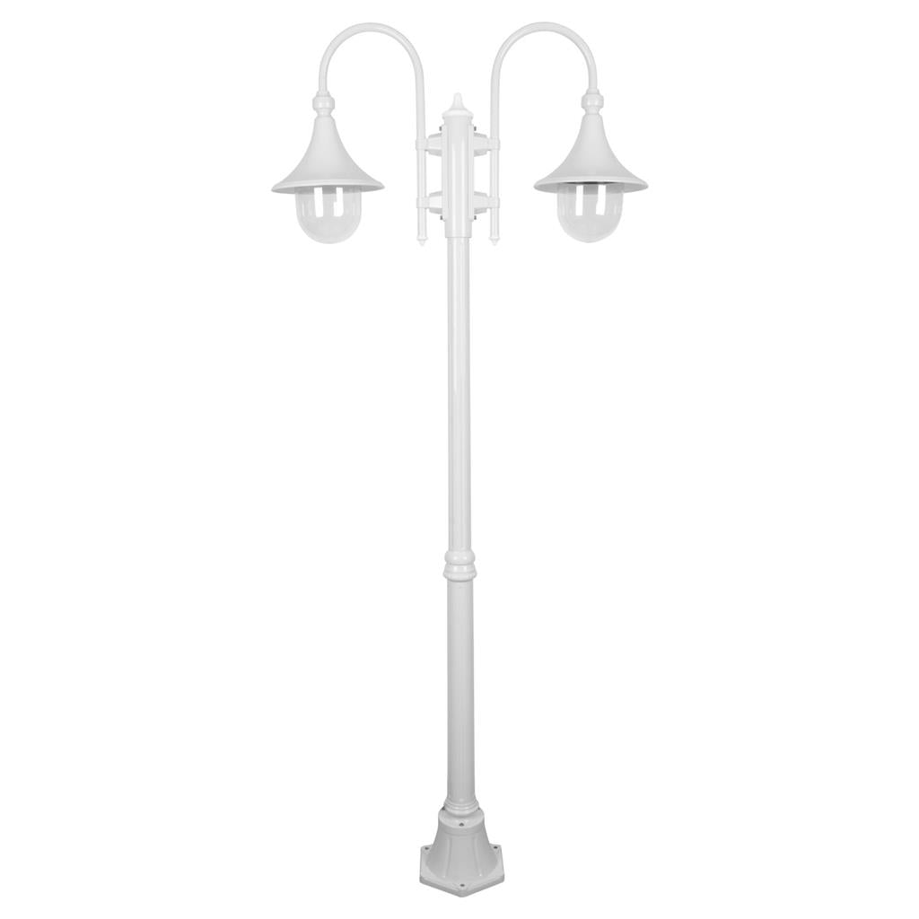 Monaco Twin Head Medium Post Light White - 15841