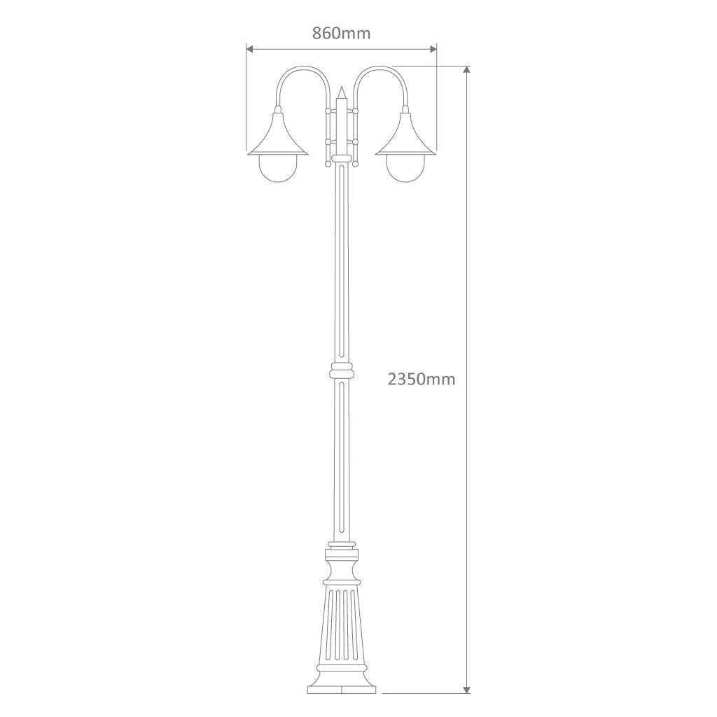 Monaco Twin Head Tall Post Light White - 15853