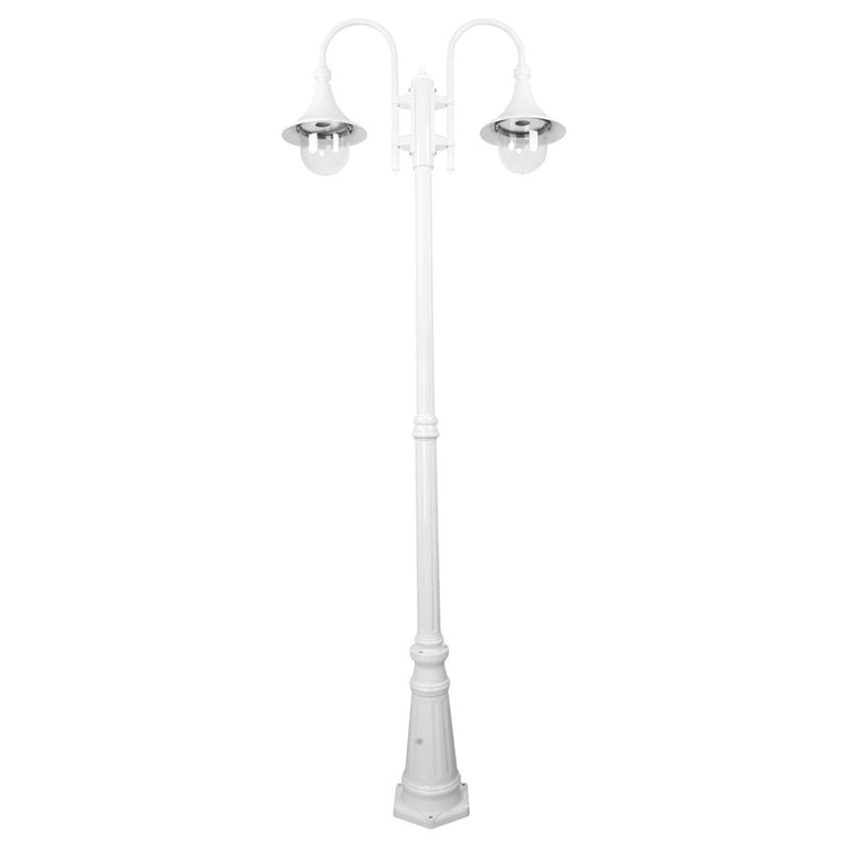 Monaco Twin Head Tall Post Light White - 15853