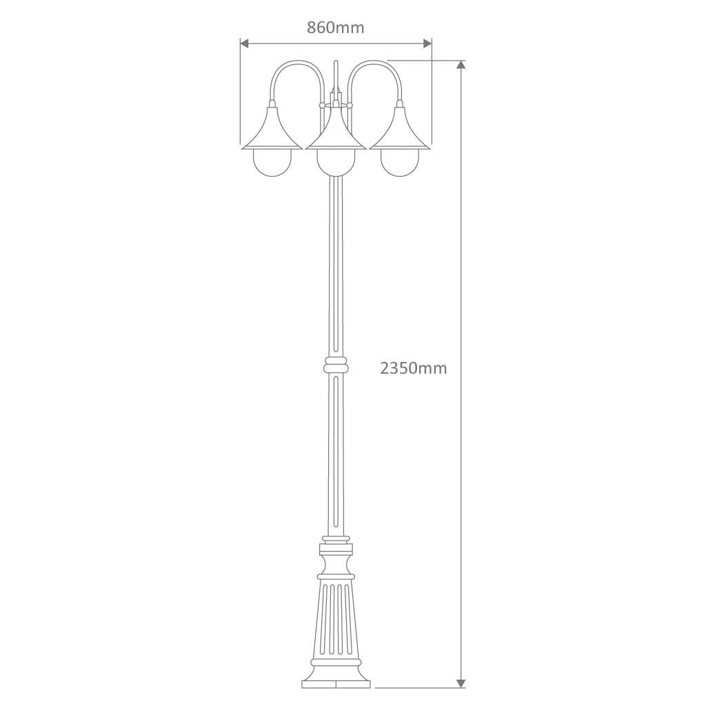 Monaco Triple Head Tall Post Light White - 15859