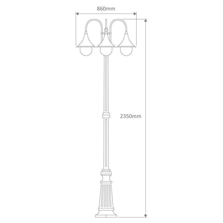 Monaco Triple Head Tall Post Light White - 15859