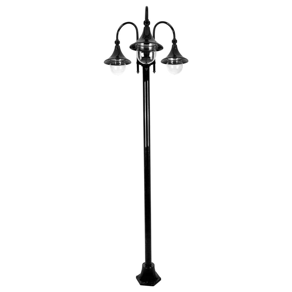 Monaco Triple Head Tall Plain Post Light Black - 15861