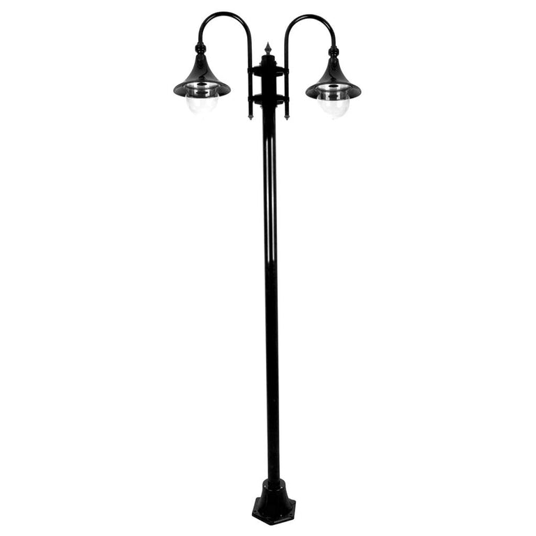 Monaco Twin Head Plain Post Light Black - 15867