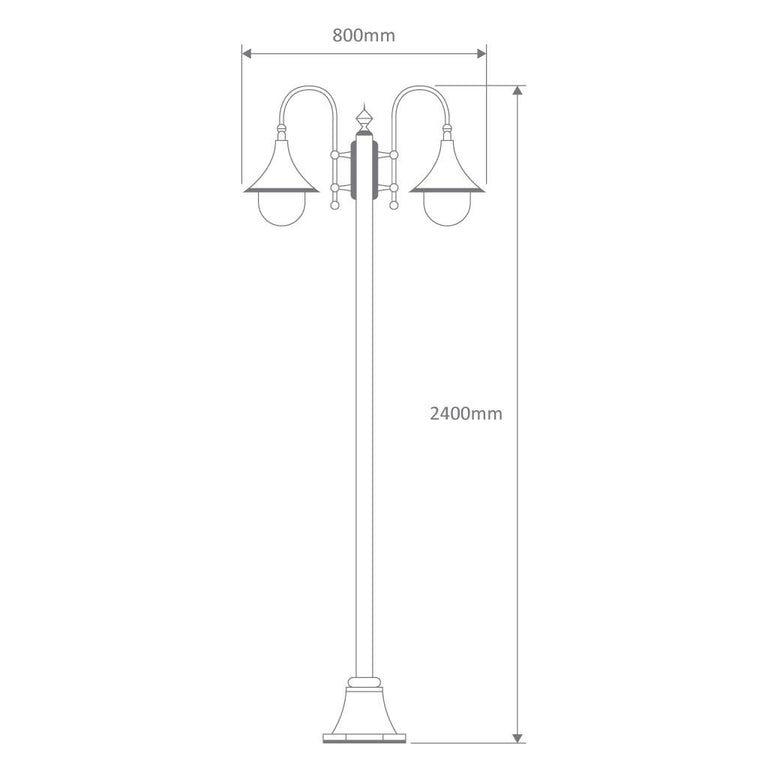 Monaco Twin Head Plain Post Light Black - 15867