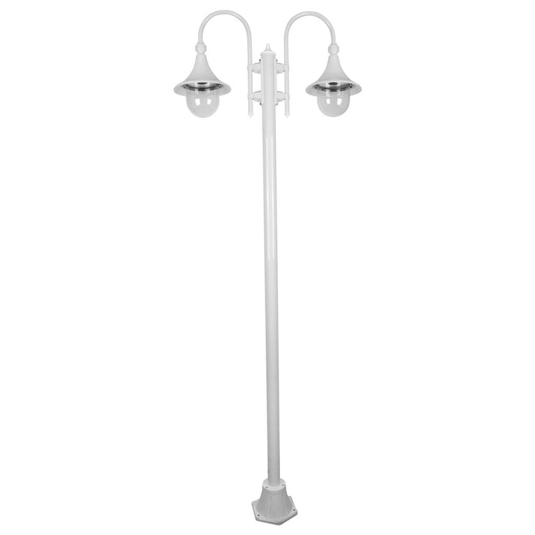 Monaco Twin Head Plain Post Light White - 15871