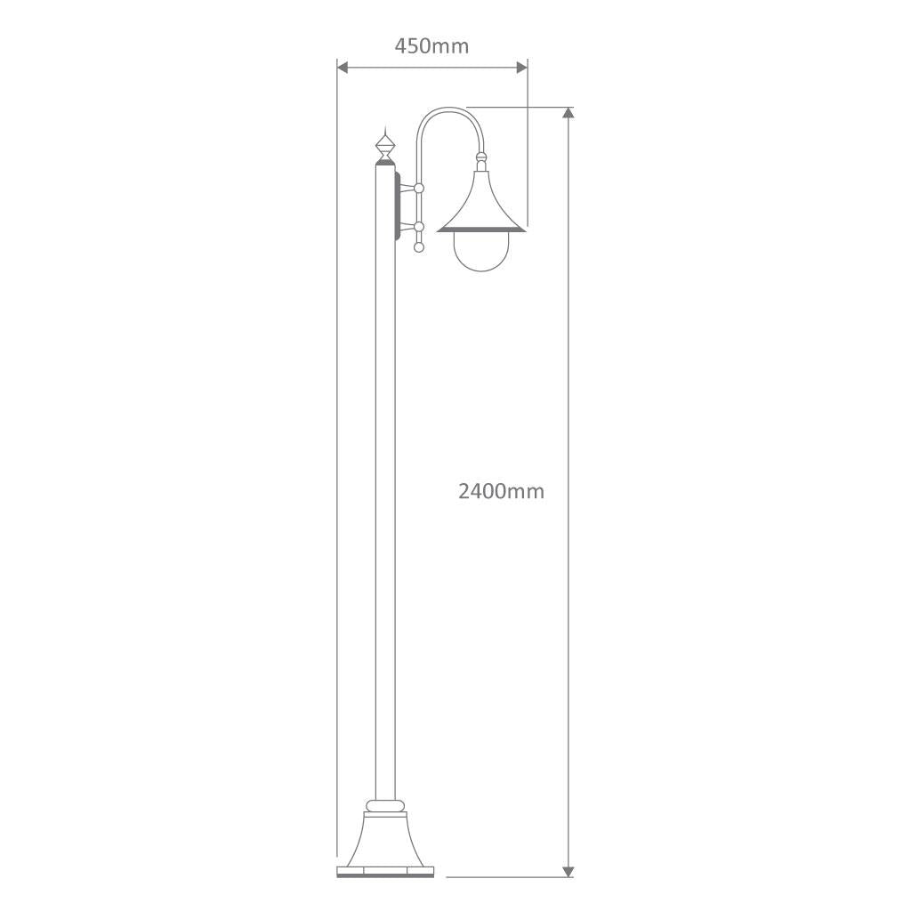 Monaco Single Head Plain Post Light Black - 15873