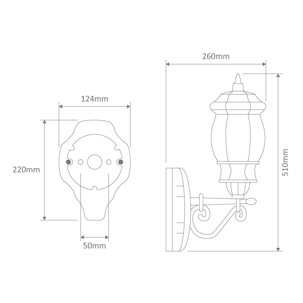 Vienna Upward Wall Light Black - 15885