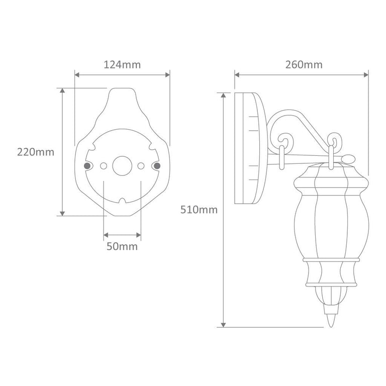 Vienna Downward Wall Light Black - 15891