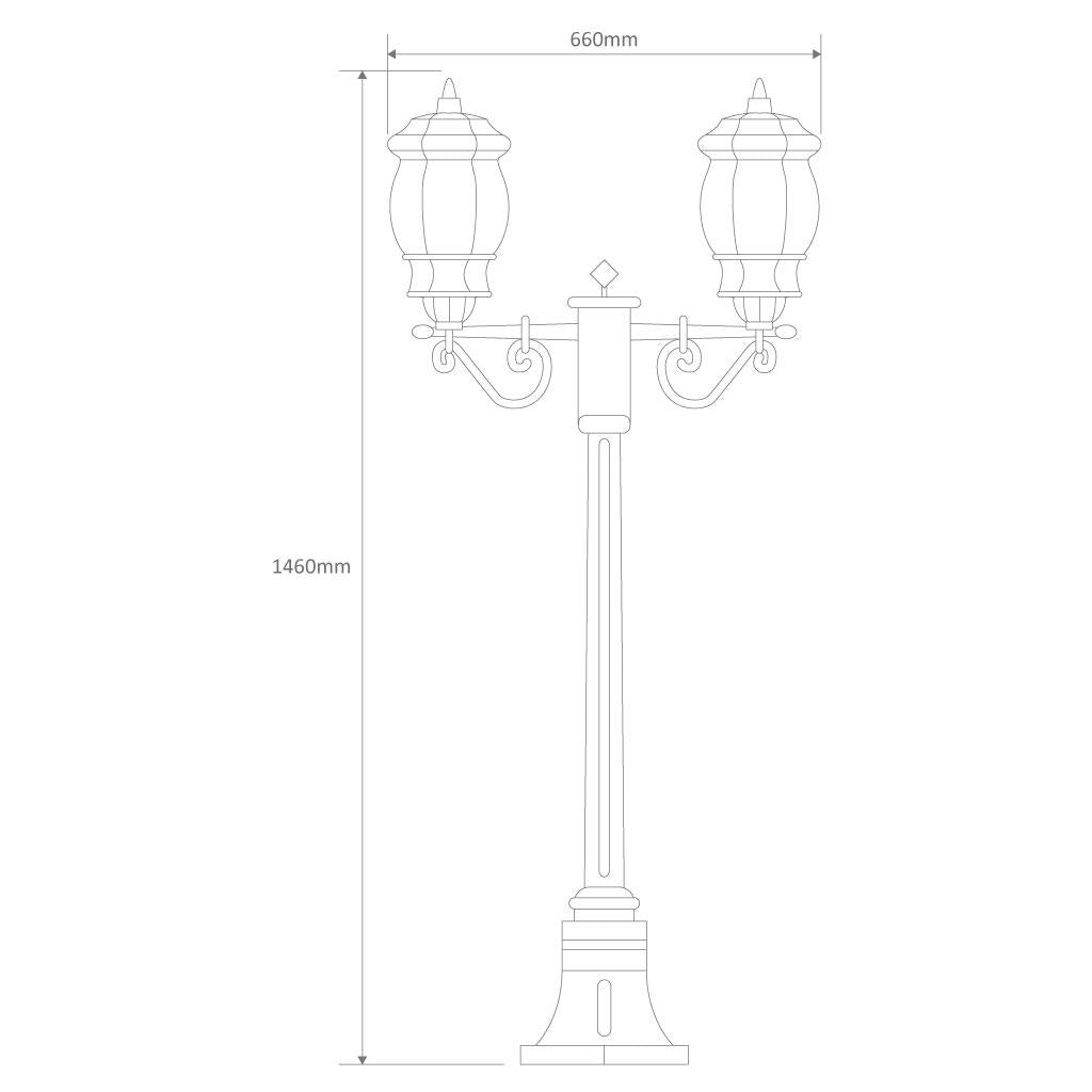 Vienna Twin Head Short Post Light White - 15913