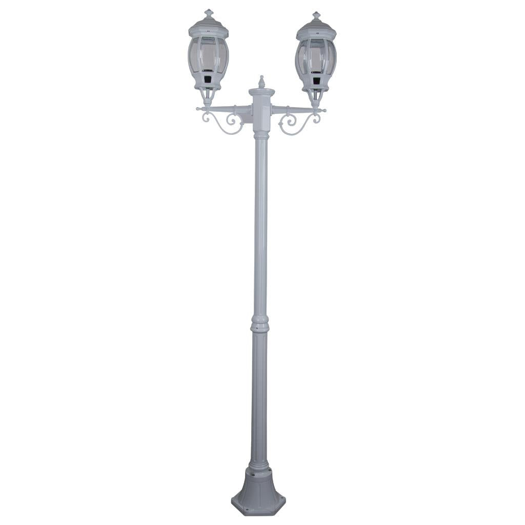 Vienna Twin Head Medium Post Light White - 15925