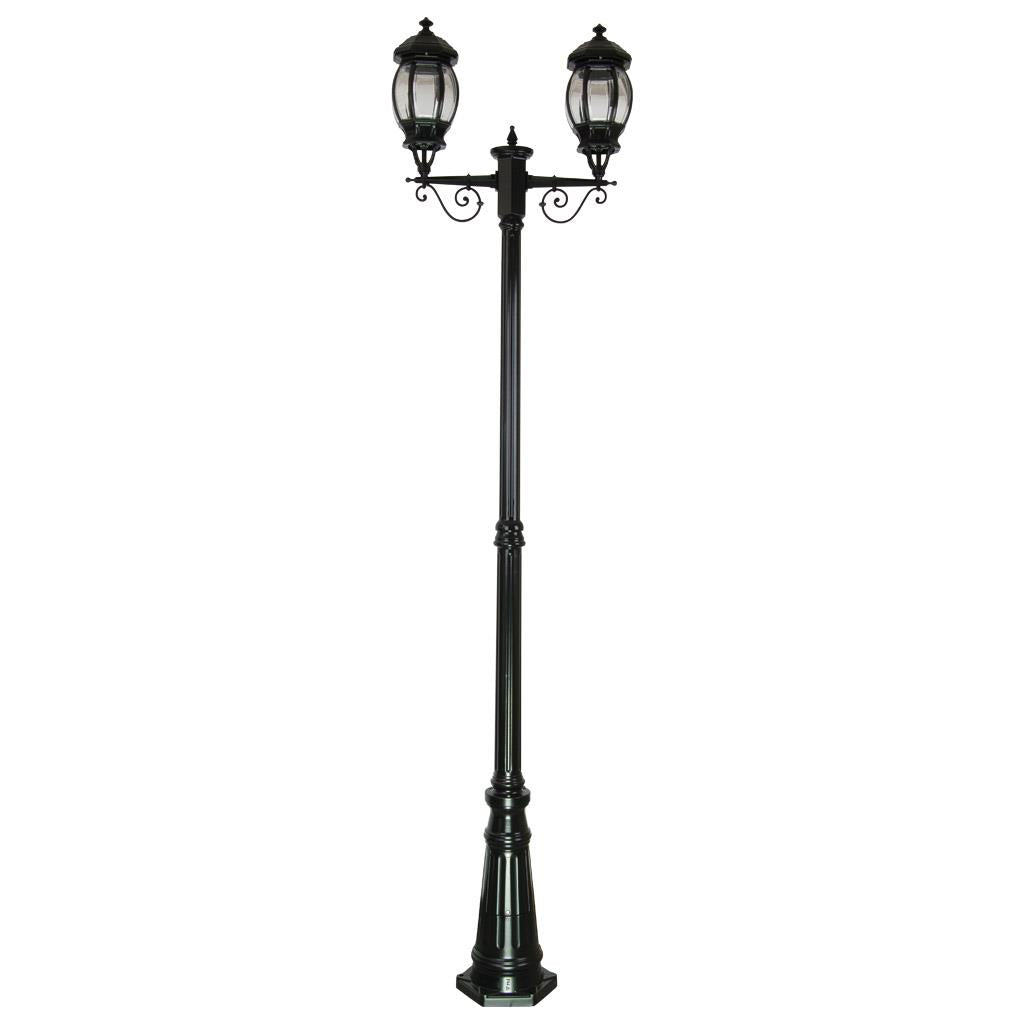 Vienna Twin Head Tall Post Light Black - 15933