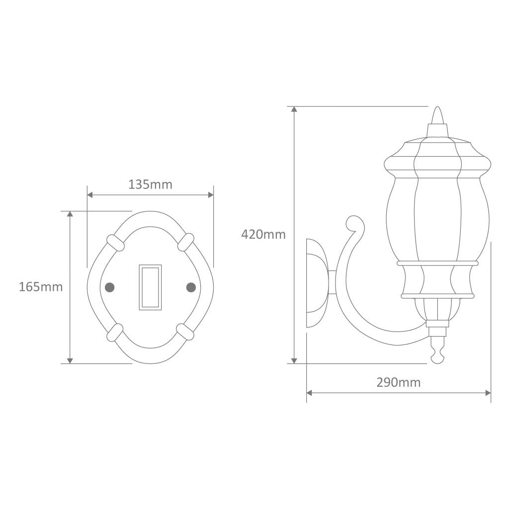 Vienna Curved Arm Upward Wall Light Beige - 15956