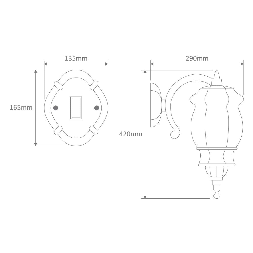 Vienna Curved Arm Downward Wall Light Green - 15965