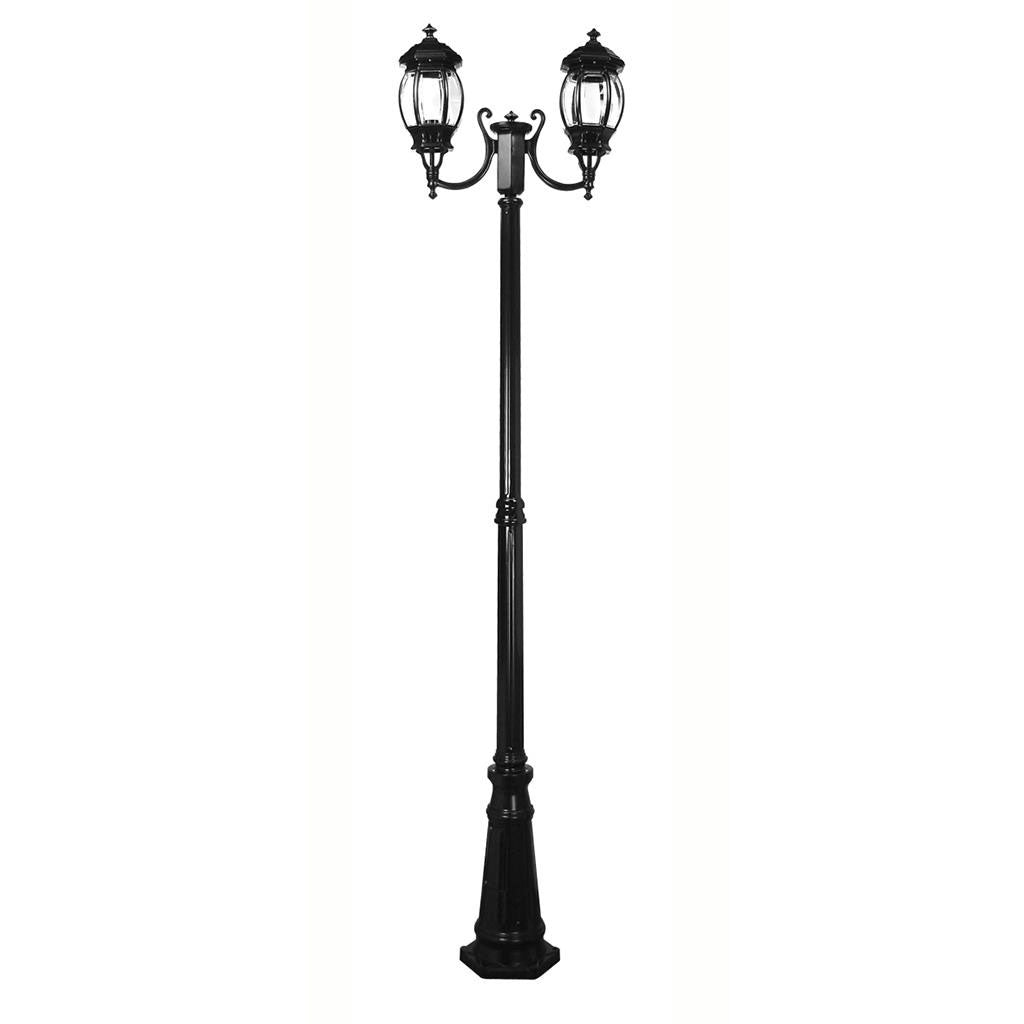 Vienna Twin Head Curved Arms Tall Post Light Black - 15969