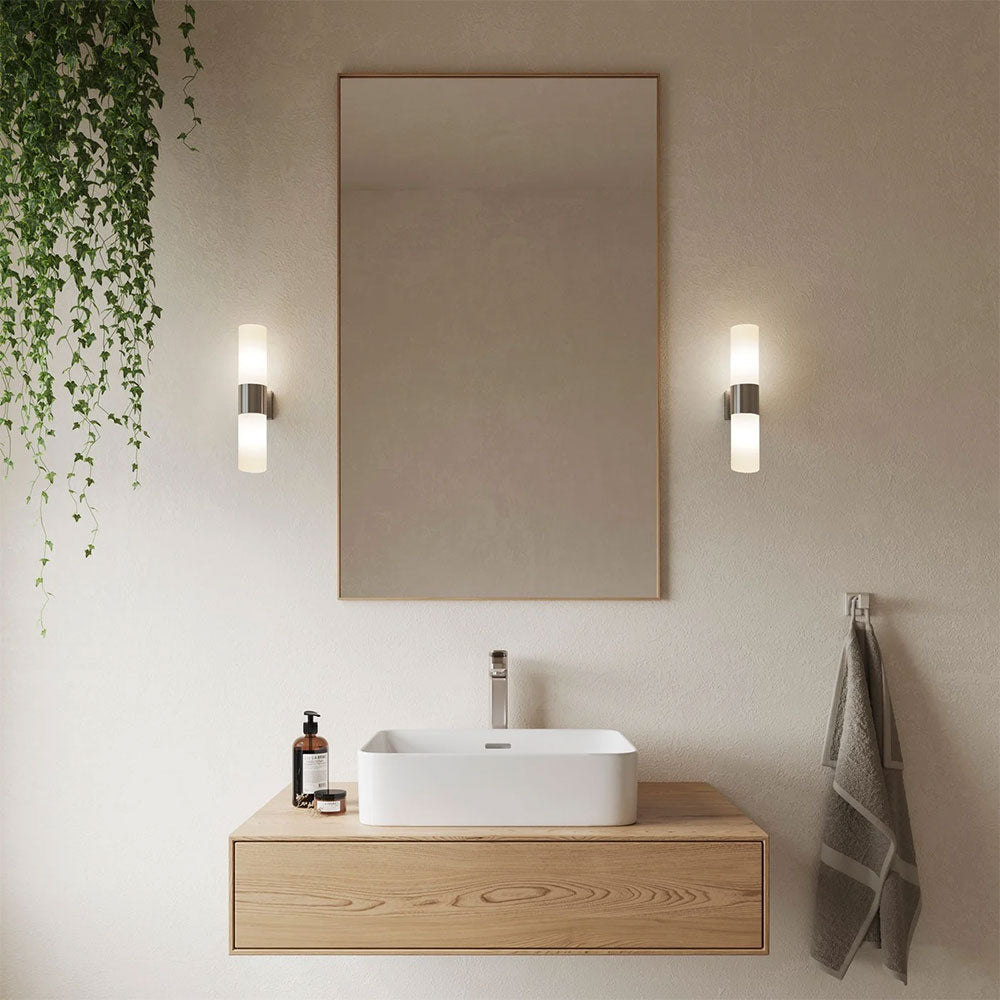 Tangens Bathroom Twin Wall Light Brushed Steel - 17141032