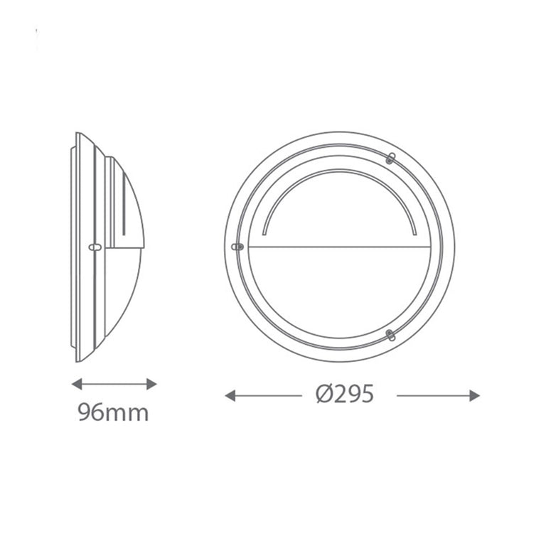 Ivela 240V E27 Round Eyelid Polycarbonate Bunker Wall Light Large Black - 18475