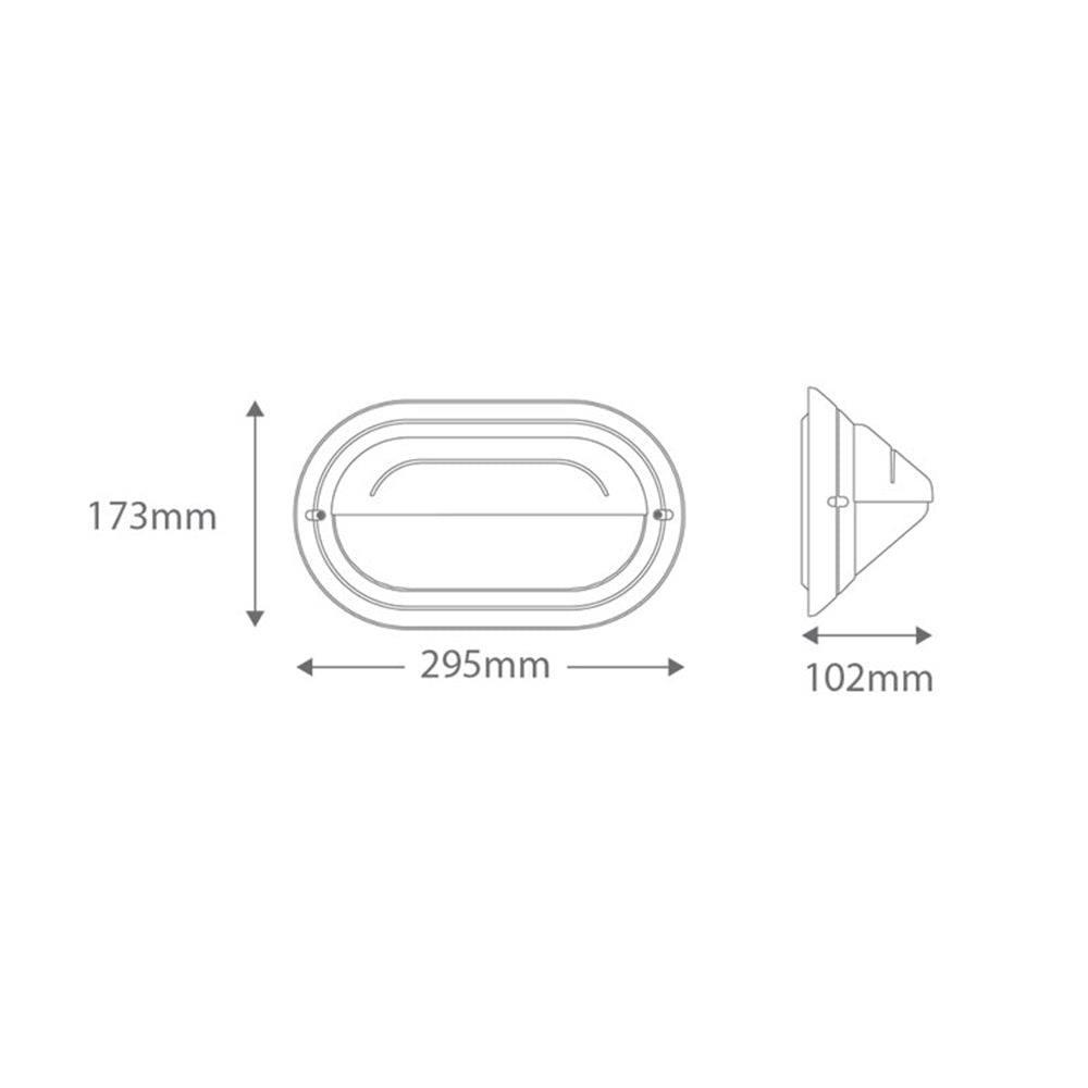 Ivela 240V E27 Oval Eyelid Polycarbonate Bunker Wall Light Large White - 18477