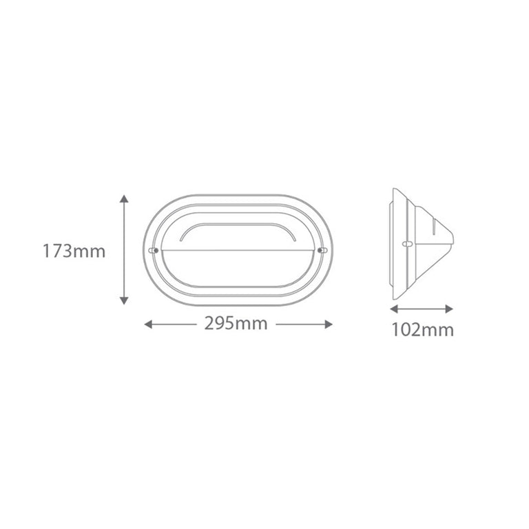 Ivela 240V E27 Oval Eyelid Polycarbonate Bunker Wall Light Large White - 18477