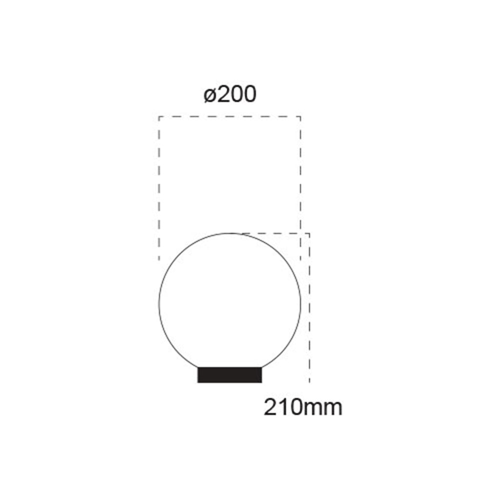 Ivela 20cm Smoke Sphere Post Top Light Black - 18600