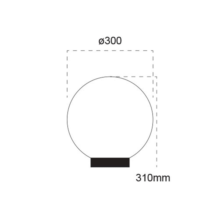 Ivela 30cm Smoke Sphere Post Top Light Black - 18604
