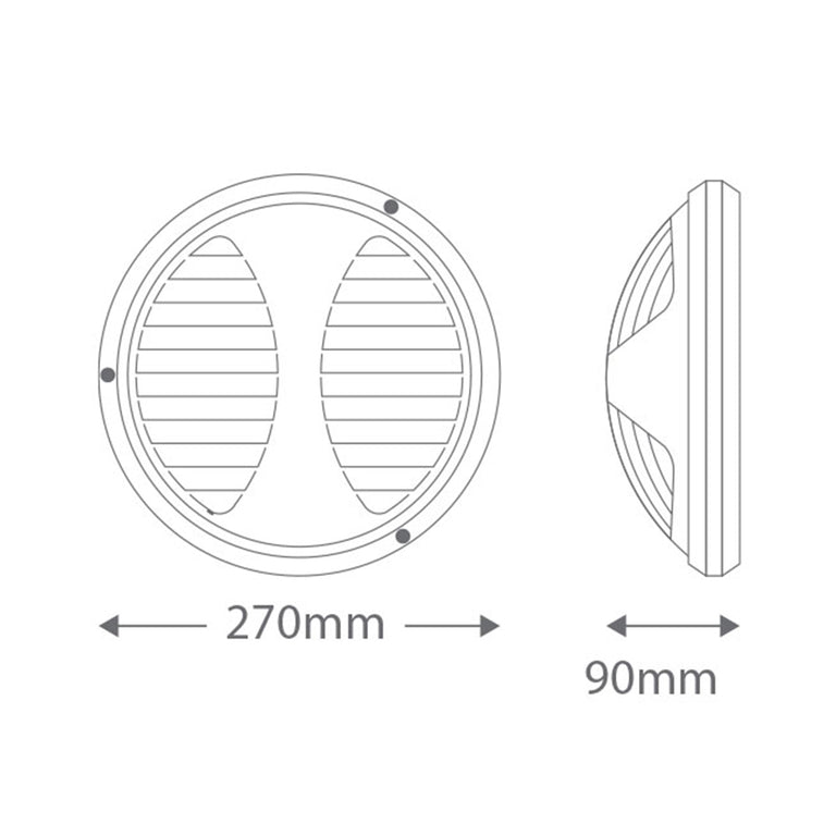 Ivela 240V E27 Round Polycarbonate Bunker Wall Light Black - 18631