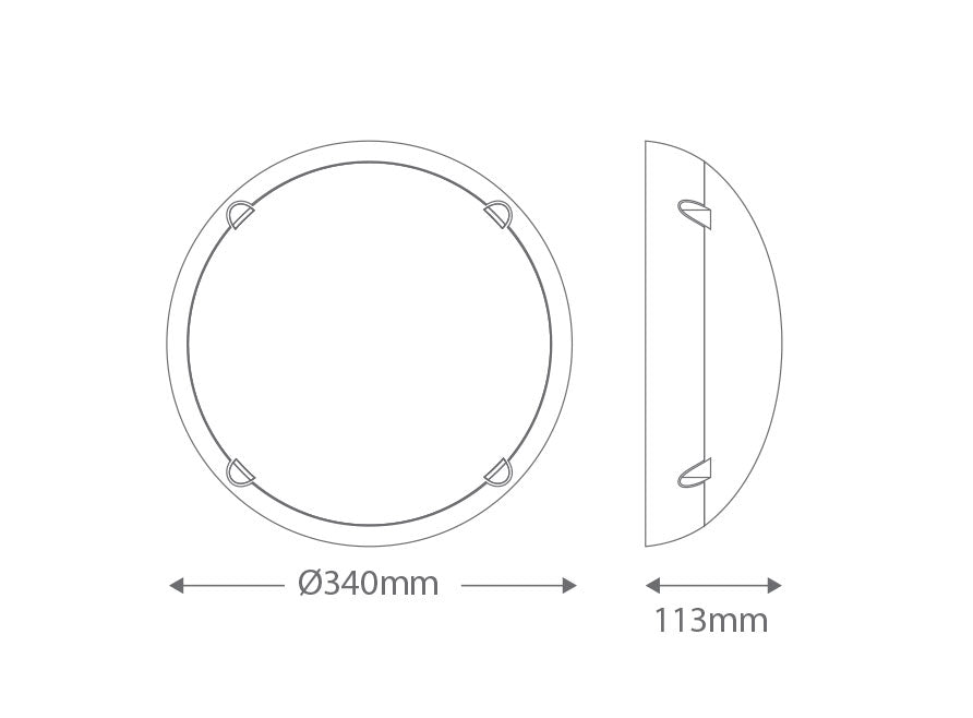 Ivela 240V E27 Round Polycarbonate Bunker Wall Light Medium Silver - 18641