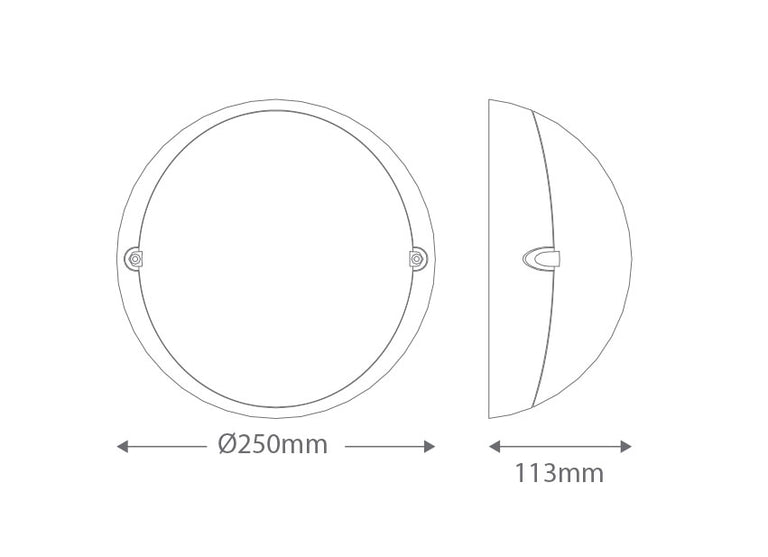 Ivela 240V E27 Round Polycarbonate Bunker Wall Light Small Black - 18645
